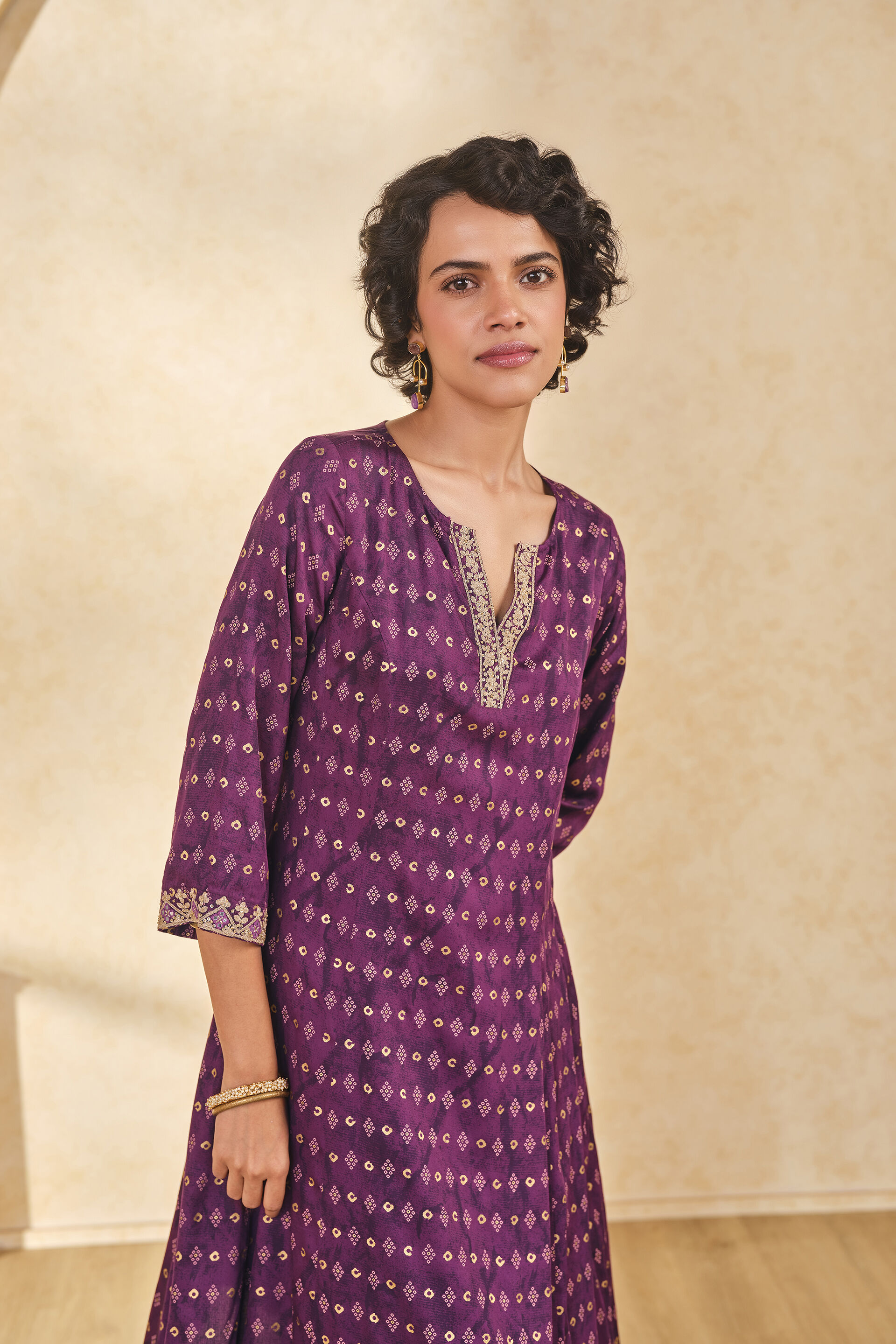 Radiant Purple Satin Kurta, Purple, image 8